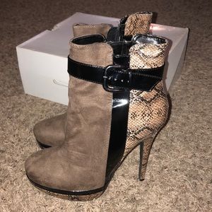 Suede Snakeskin Booties